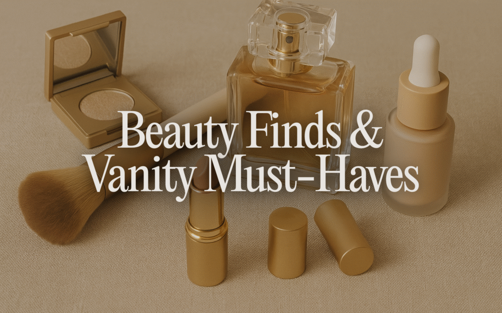 Luxury beauty finds and vanity must-haves with makeup essentials and perfume
