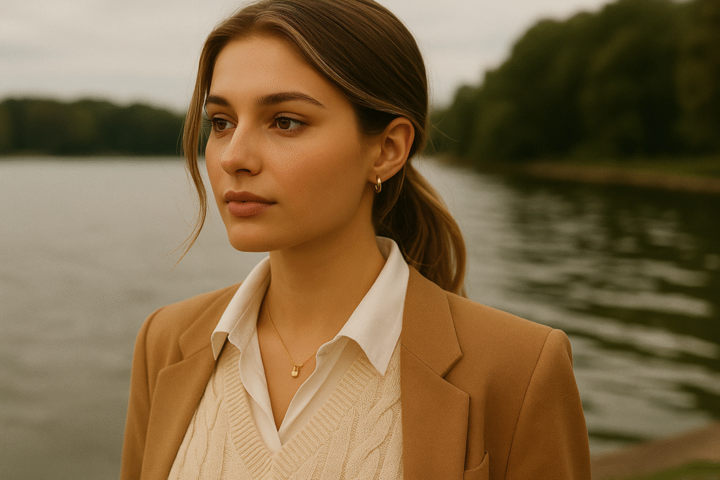 retrato sereno à beira d'água