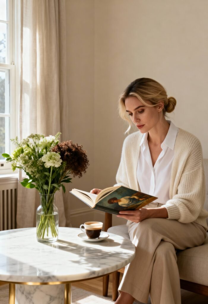 old-money-lifestyle-quiet-luxury-reading-morning-routine