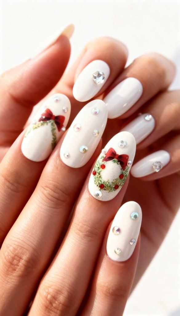 17. Crystal Wreath Lumière crystal-wreath-lumiere-christmas-nails-christmas-nail-designs-festive-nails-nails-xmas-nail-designs-xmas