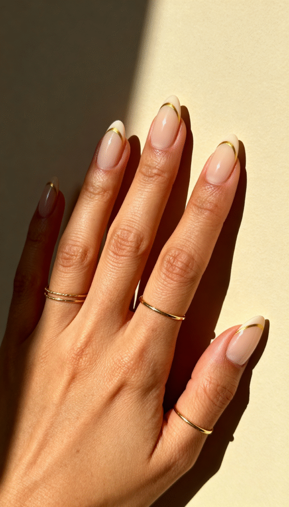 2. Micro-French Dourado (Golden Micro Contour)