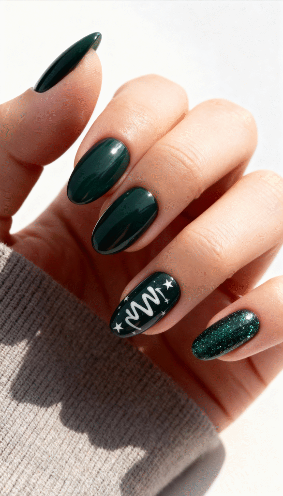 22. Midnight Evergreen Shine midnight-evergreen-shine-christmas-nails-festive-nail-designs-nails-xmas-christmas-nail-designs