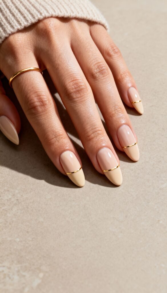 6. Minimalismo Dourado com Linha no Contorno da Cutícula golden-minimal-cuticle-line-christmas-nails-festive-nail-designs-quiet-luxury-holiday-nails