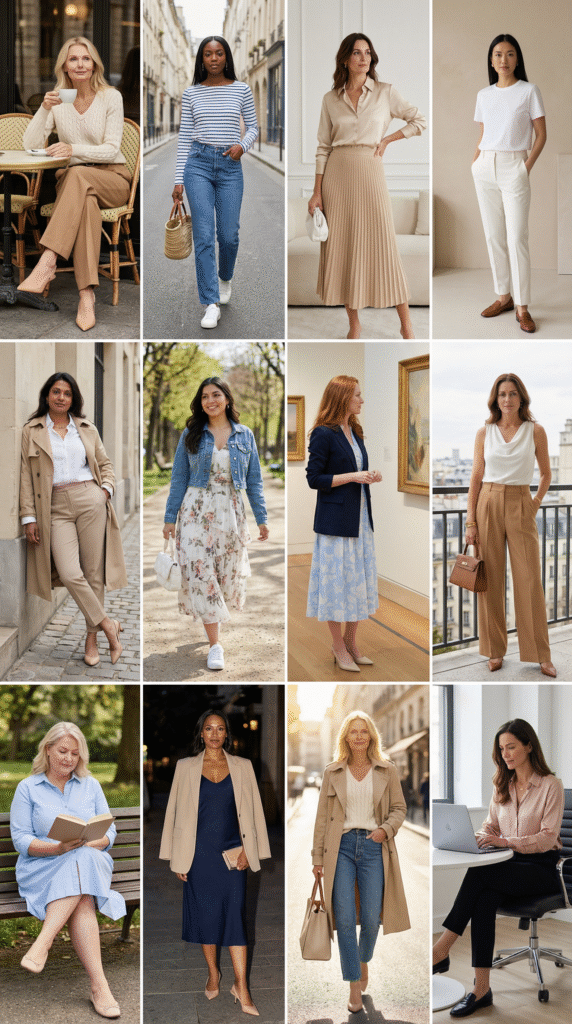 capsule-spring-wardrobe-multiple-spring-outfits-for-women-grid