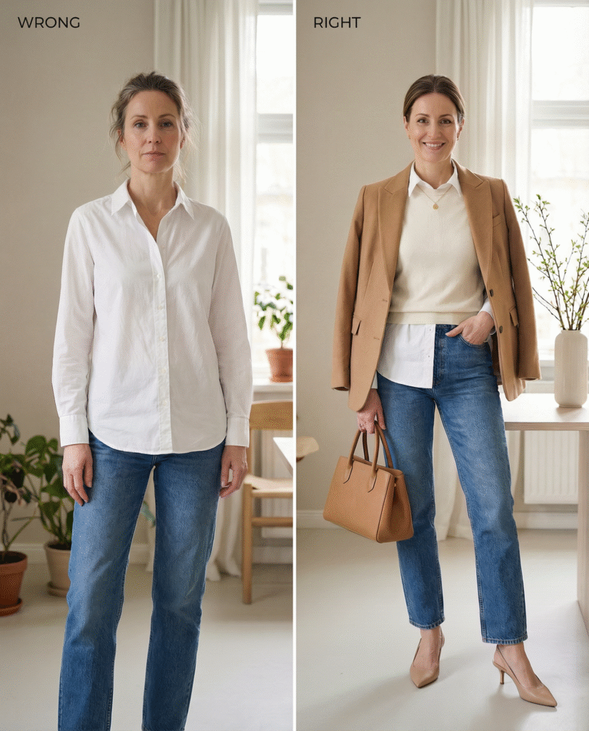 capsule-spring-wardrobe-no-layering-vs-layered-outfit-comparison
